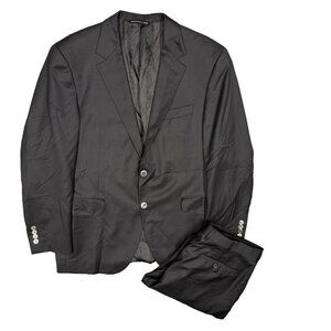 Coppley Suit "Gibson" 100s Wool Sharkskin Made in Canada Black 44R 36x30